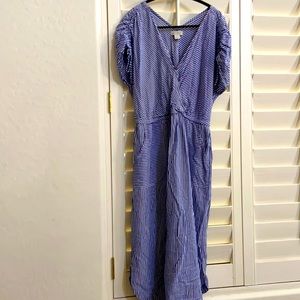 Blue and white striped dress